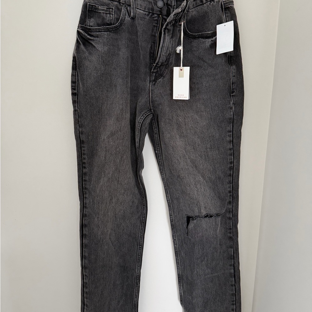 High rise straight black jeans